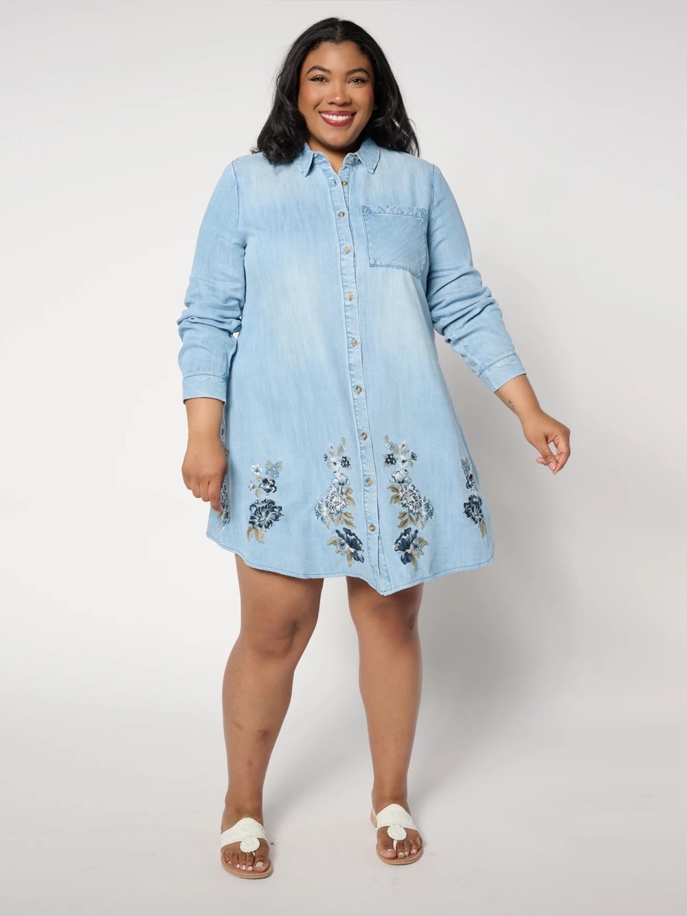DRIFTWOOD Scottie Long Sleeve Tencel Dress Bluebell Fleur L